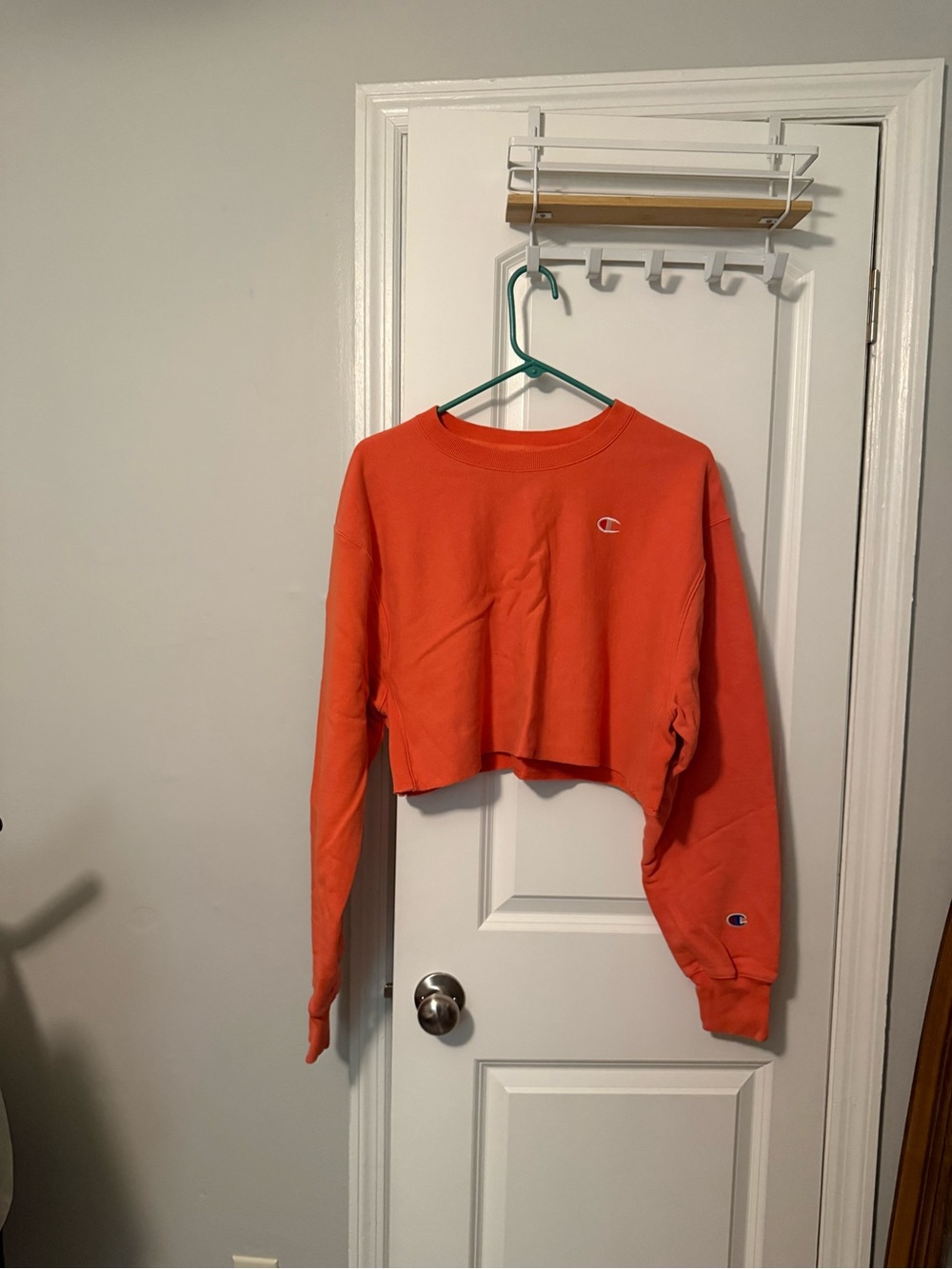 Coral Champion Cropped Crewneck Sweatshirt